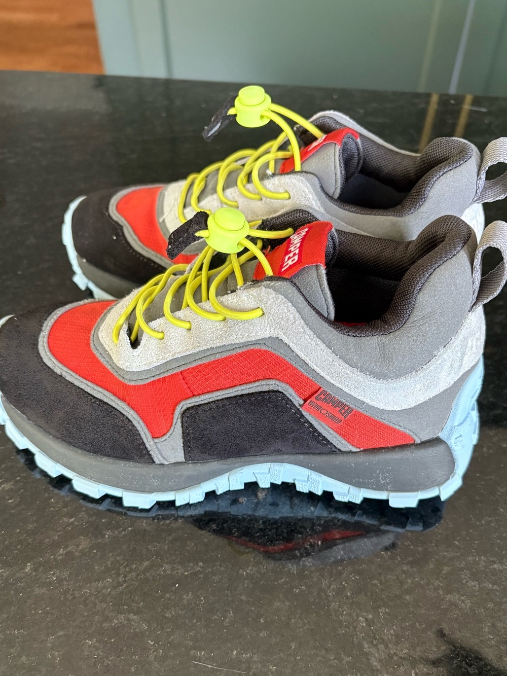 Camper Drift Trail Kids Sneakers Red Grey Neon Yellow Size 30 US 12